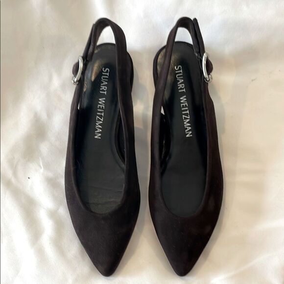 STUART WEITZMAN BROWN SUEDE SLINGBACK FLATS.  NEW - Picture 1 of 8